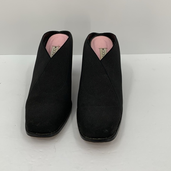 Donald Pliner slide mule black fabric block heel shoe square toe clog Y2K 10 - Picture 3 of 7
